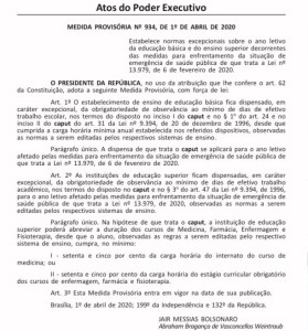 MEDIDA PROVISÓRIA 934 .