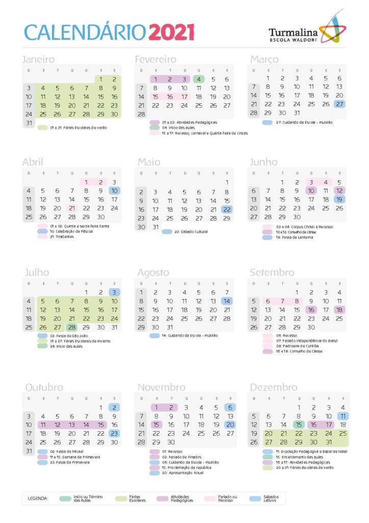 É com muita alegria e esperança que divulgamos nosso calendário escolar de 2021, aprovado pela Secretaria de Educação.

Lembramos que, devido à pandemia de COVID-19, esse calendário está sujeito a alterações.