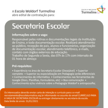 Edital de contratação para Secretaria Escolar
